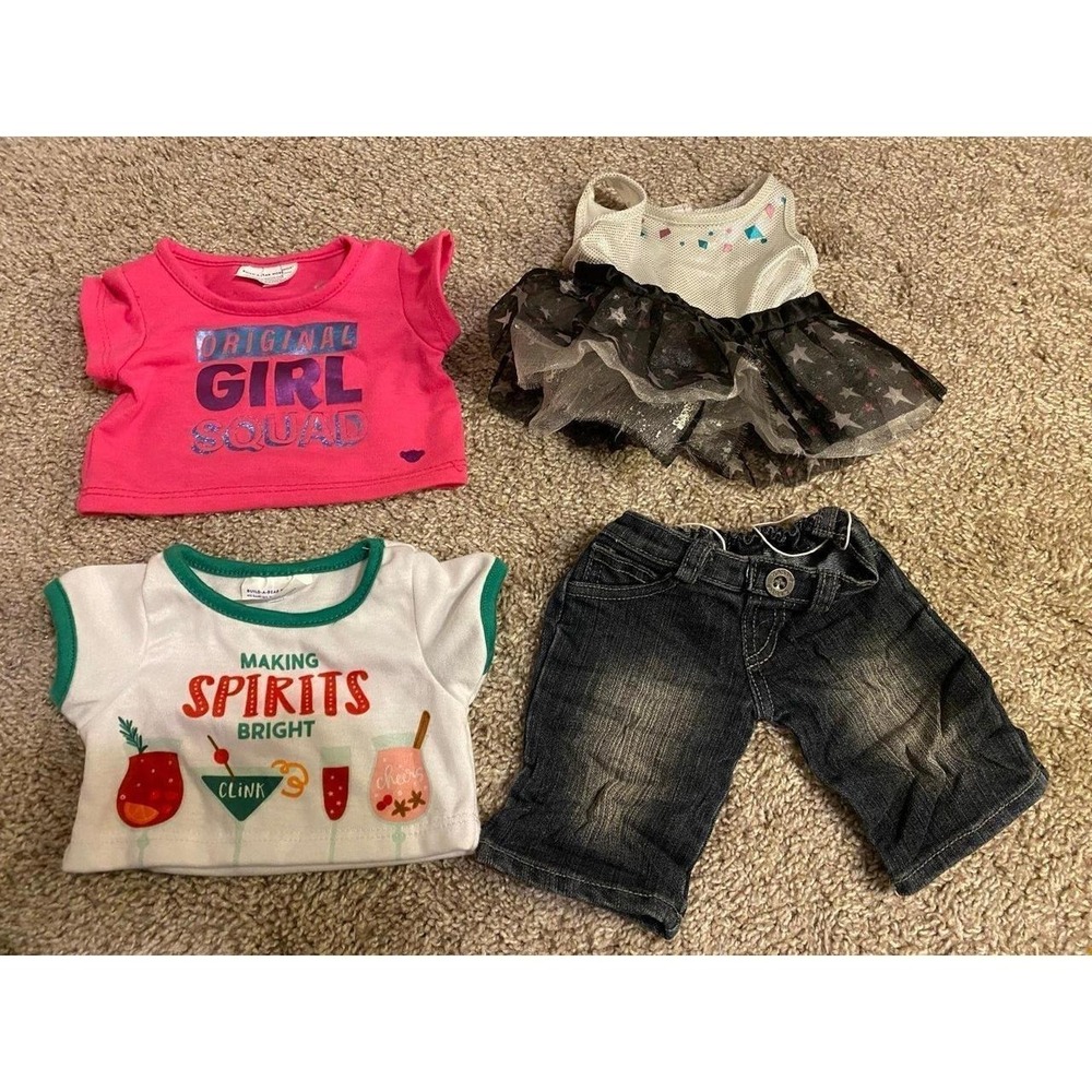 Build A Bear Doll Clothes Lot Of Four Tops Dress Pants Plush Toy BAB sku4